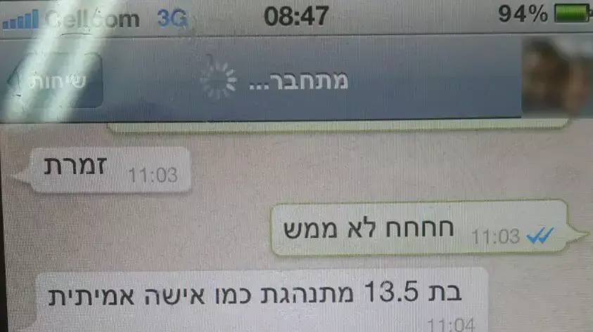 חשד להתכתבות בין פדופיל לשוטרת שהתחזתה לילדה בת 13, יולי 2015