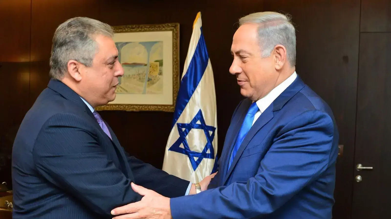 ראש הממשלה בנימין נתניהו ושגריר מצרים בישראל, חאזם חיירת ראש הממשלה בנימין נתניהו ושגריר מצרים בישראל, חאזם חיירת