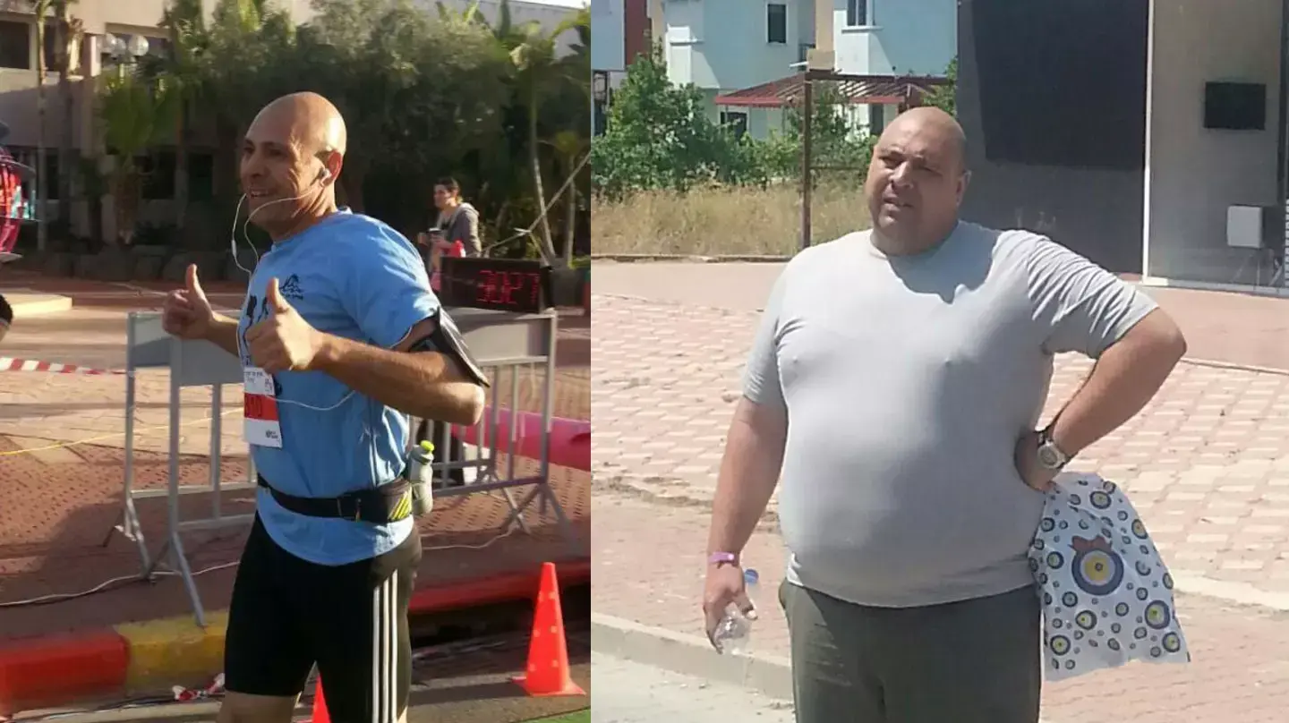 אבי אמיגה. לפני ואחרי שירד 75 קילוגרם אבי אמיגה. לפני ואחרי שירד 75 קילוגרם