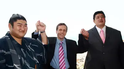 מסיבת עיתונאים שר התיירות יצחק הרצוג ומשלחת לוחמי הסומו מיפן (ששון תירם ) מסיבת עיתונאים שר התיירות יצחק הרצוג ומשלחת לוחמי הסומו מיפן (ששון תירם )
