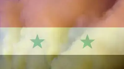 אילוסטרציה דגל סוריה בעשן אילוסטרציה דגל סוריה בעשן