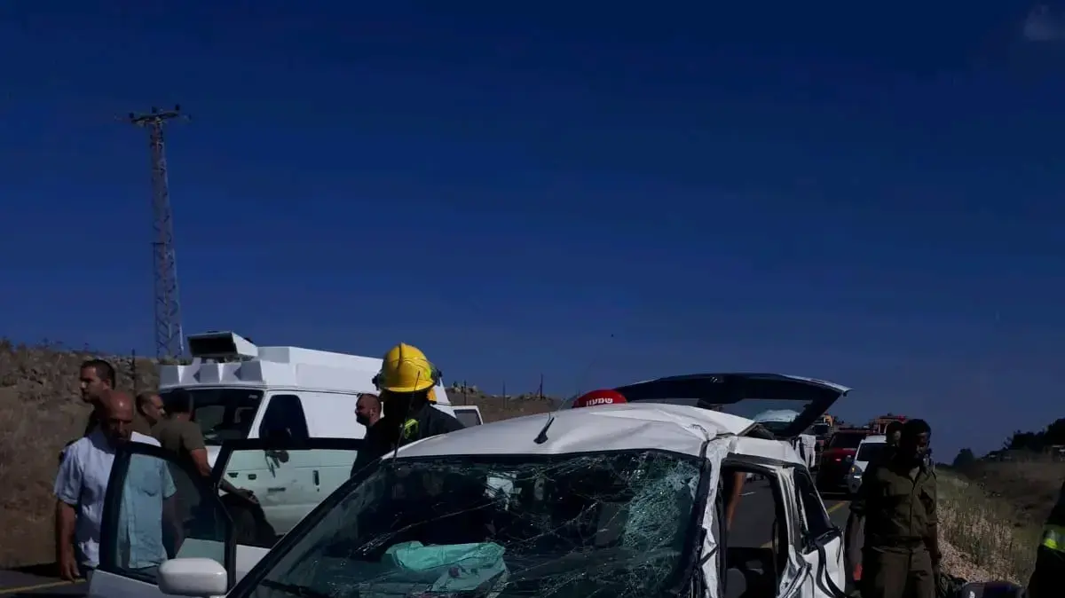 אחד הרכבים שנפגע בתאונת הדרכים בשעל, רמת הגולן, 31 ביולי 2018 אחד הרכבים שנפגע בתאונת הדרכים בשעל, רמת הגולן, 31 ביולי 2018