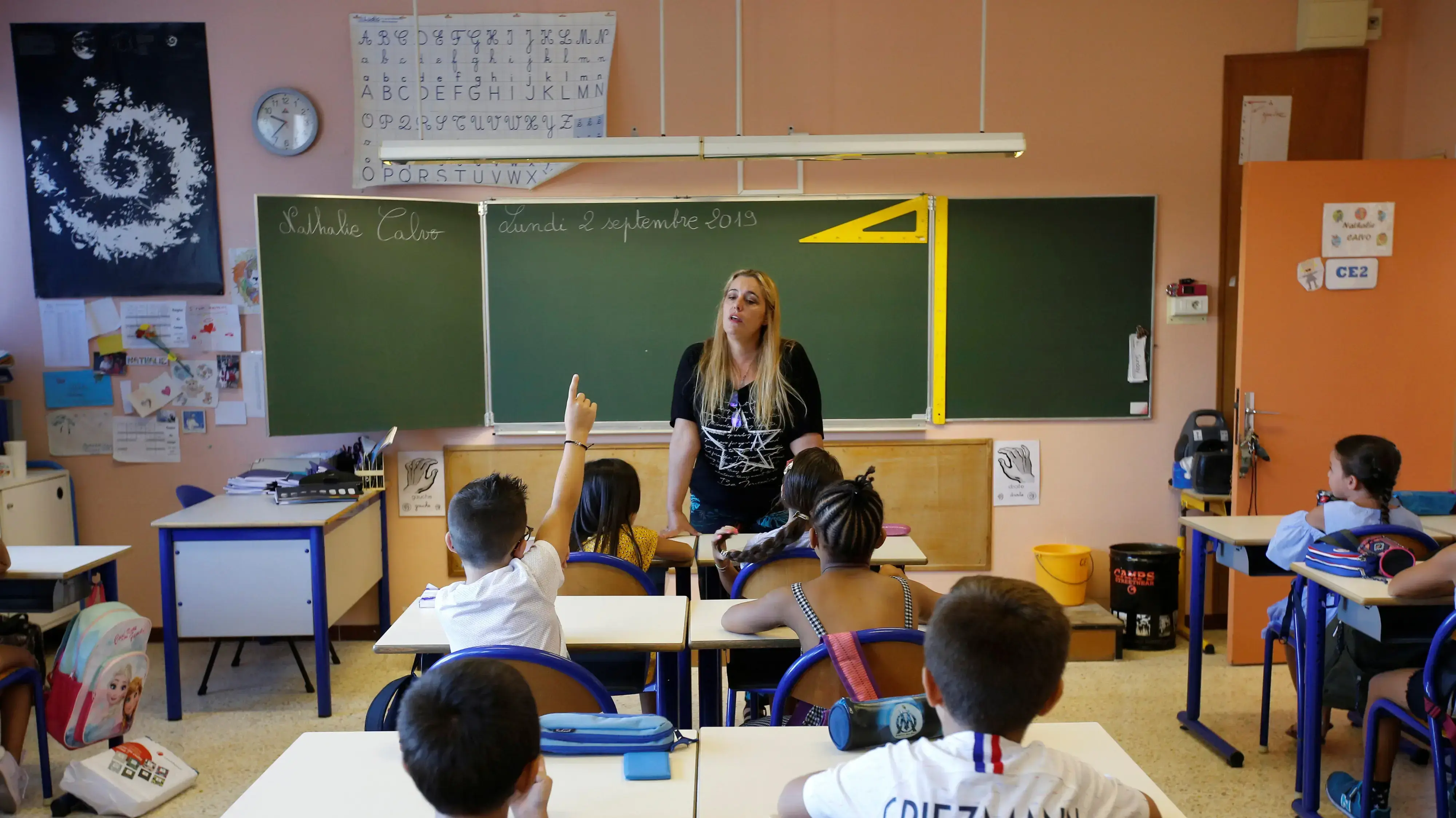 ילדים בכיתה בבית ספר במארסיי שבצרפת. 03 בספטמבר 2019. ילדים בכיתה בבית ספר במארסיי שבצרפת. 03 בספטמבר 2019.