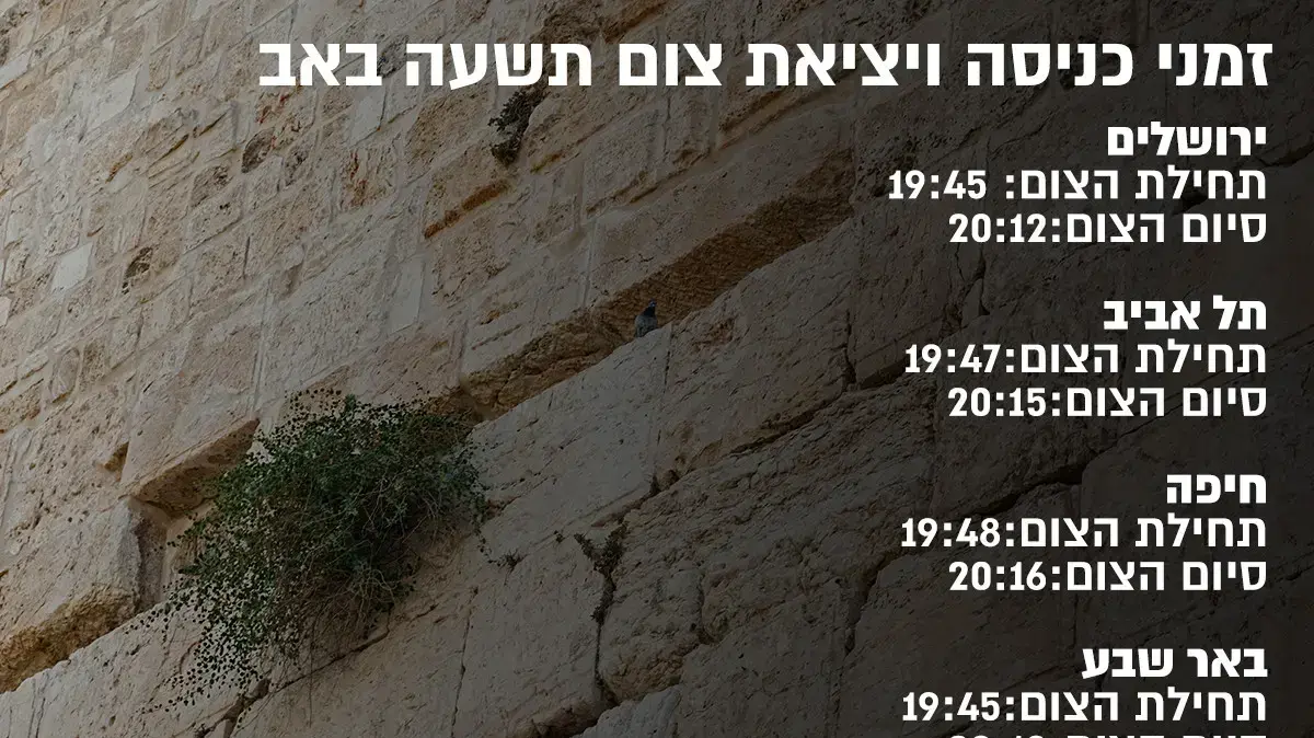 זמני כניסה ויציאת צום תשעה באב זמני כניסה ויציאת צום תשעה באב