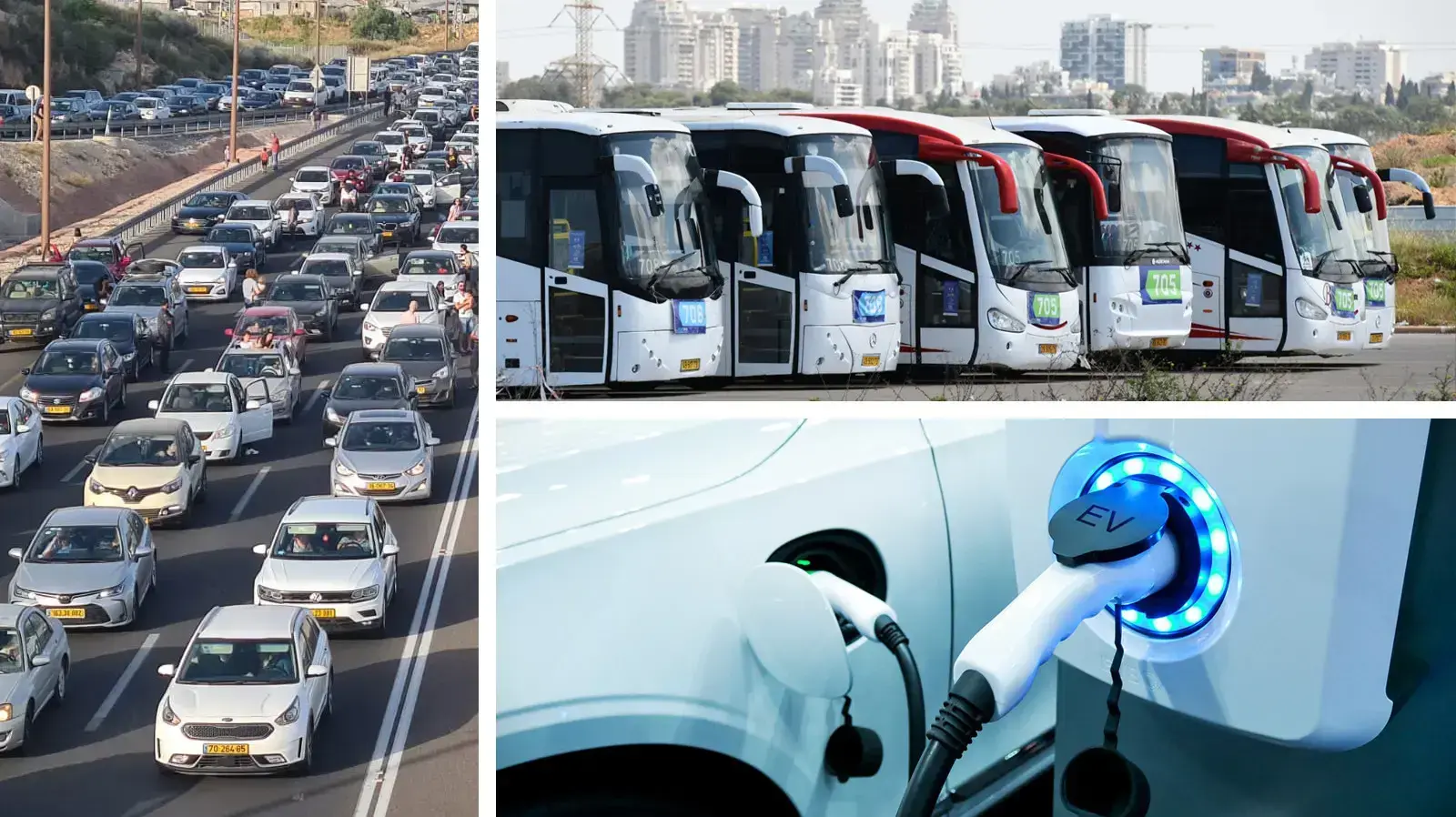 פקקים, אוטובוסים, רכב חשמלי פקקים, אוטובוסים, רכב חשמלי