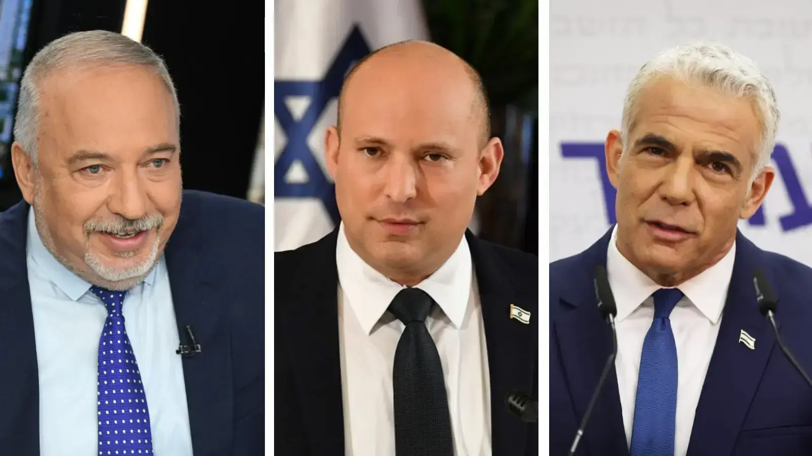 ראש הממשלה נפתלי בנט, שר החוץ יאיר לפיד ושר האוצר אביגדור ליברמן ראש הממשלה נפתלי בנט, שר החוץ יאיר לפיד ושר האוצר אביגדור ליברמן