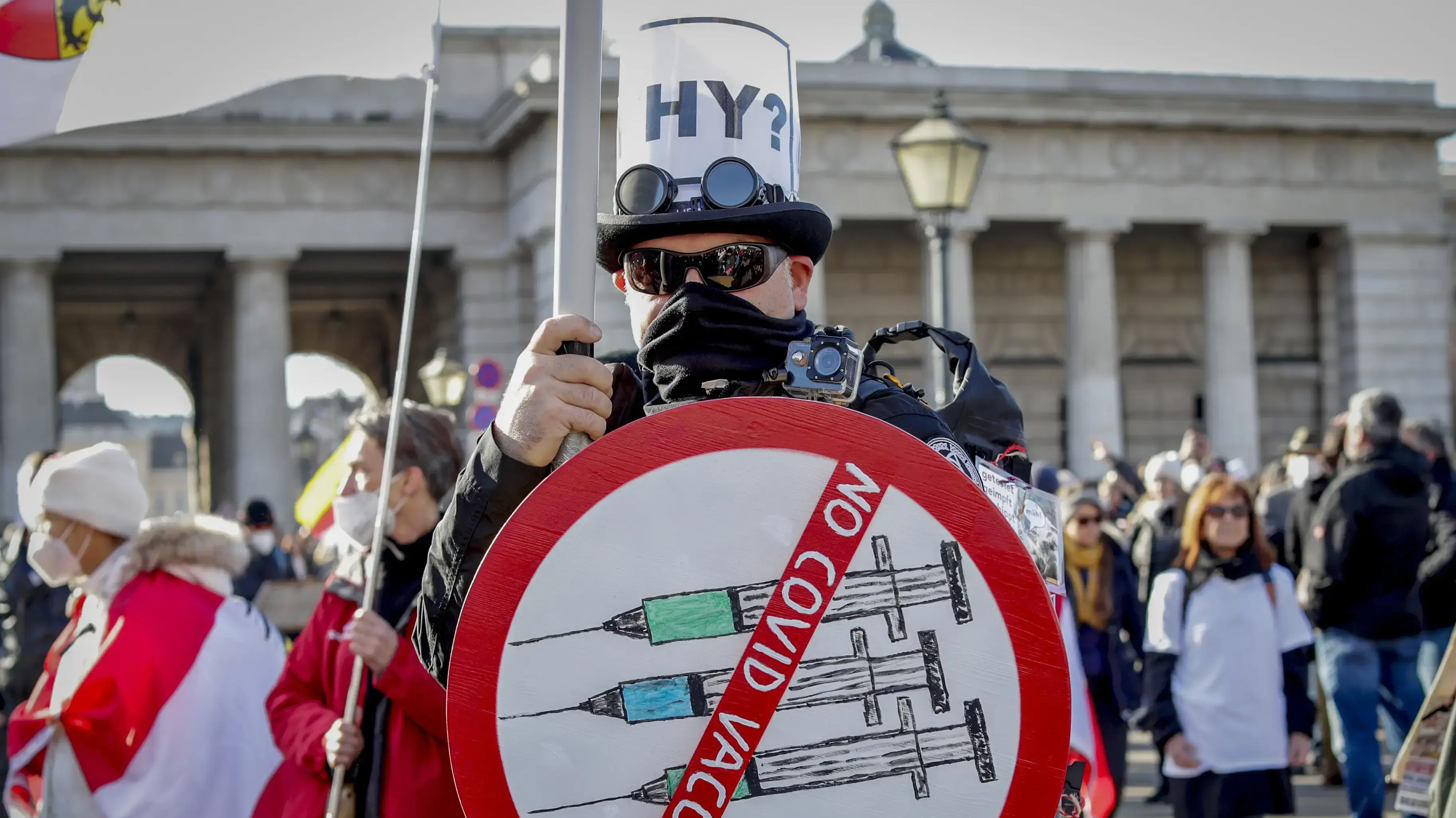 FILE - A man takes part in a demonstration against the country's coronavirus restrictions in Vienna, Austria, Nov. 20, 2021. Austria's parliament is due to vote Thursday, Jan. 20, 2022, on plans to introduce a COVID-19 vaccine mandate for the adult population, the first of its kind in Europe. (AP Photo/Lisa Leutner, File)
FILE - A man takes part in a demonstration against the country's coronavirus restrictions in Vienna, Austria, Nov. 20, 2021. Austria's parliament is due to vote Thursday, Jan. 20, 2022, on plans to introduce a COVID-19 vaccine mandate for the adult population, the first of its kind in Europe. (AP Photo/Lisa Leutner, File)