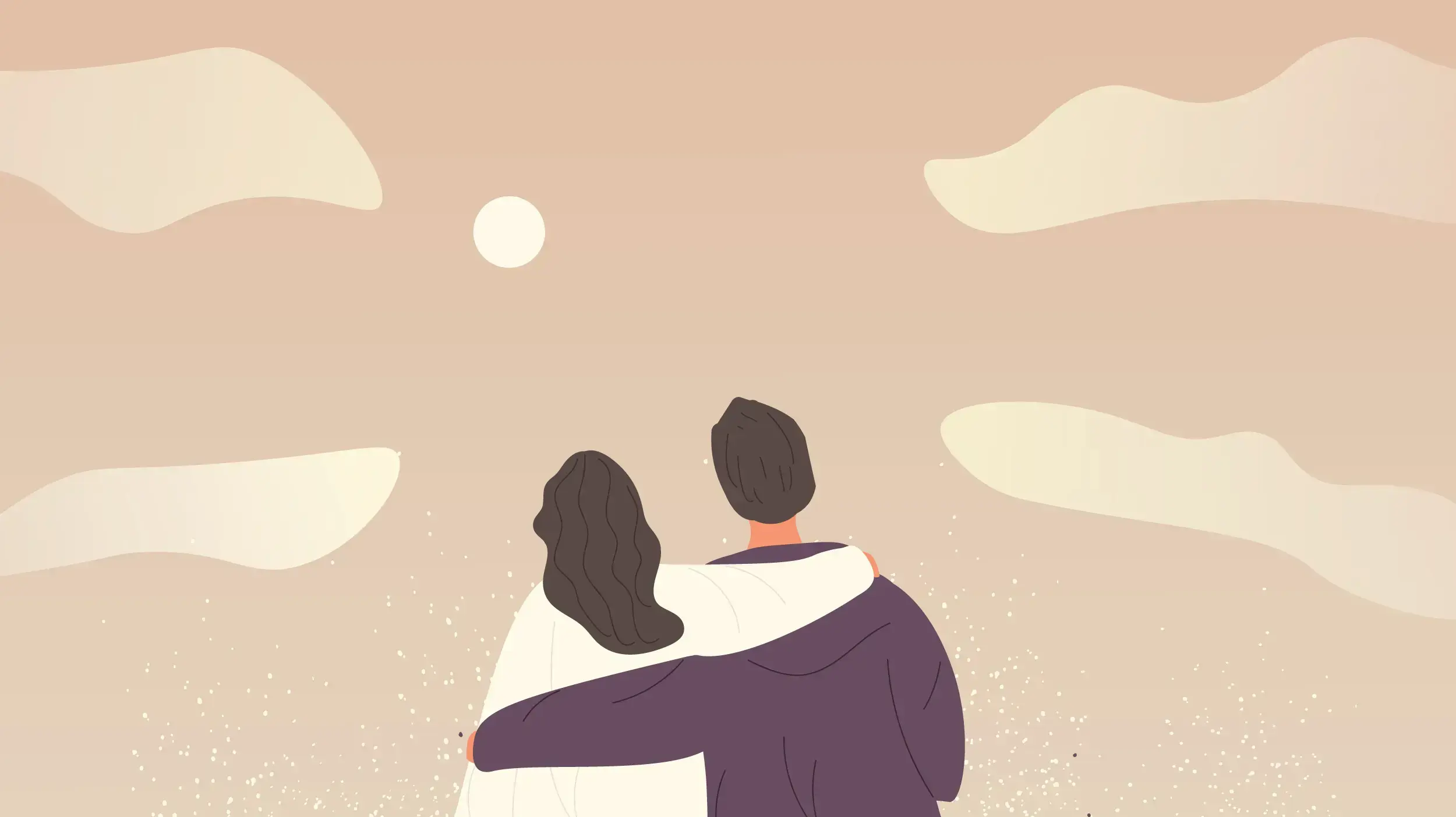 בשביל happily ever after צריך לעבוד. איור של זוג מחובק בשביל happily ever after צריך לעבוד. איור של זוג מחובק
