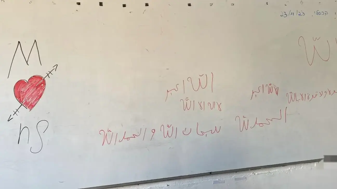 כתובות נאצה בערבית בכיתה בנתניה כתובות נאצה בערבית בכיתה בנתניה