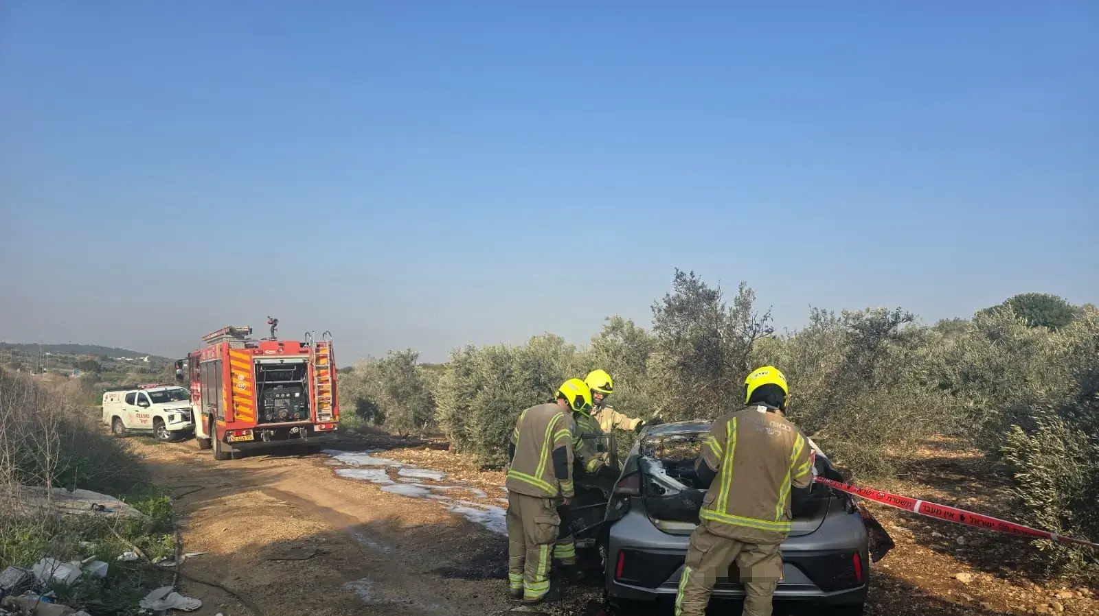 שריפת רכב במטע זיתים סמוך לאעבלין