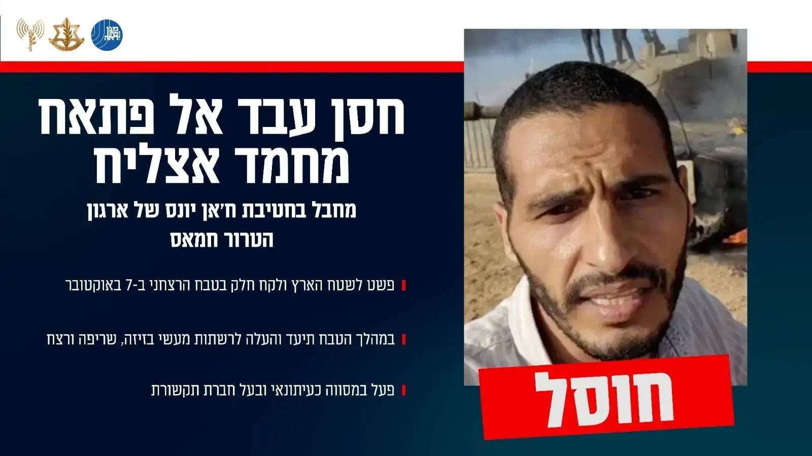 המחבל חסן עבד אל פתאח מחמד אצליח שפעל במסווה של עיתונאי ובעל חברת תקשורת בעזה המחבל חסן עבד אל פתאח מחמד אצליח שפעל במסווה של עיתונאי ובעל חברת תקשורת בעזה