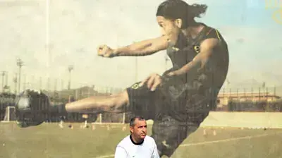 יורם מרציאנו במשחק בין נבחרת חברי הכנסת לנבחרת ישראל לדורותיה