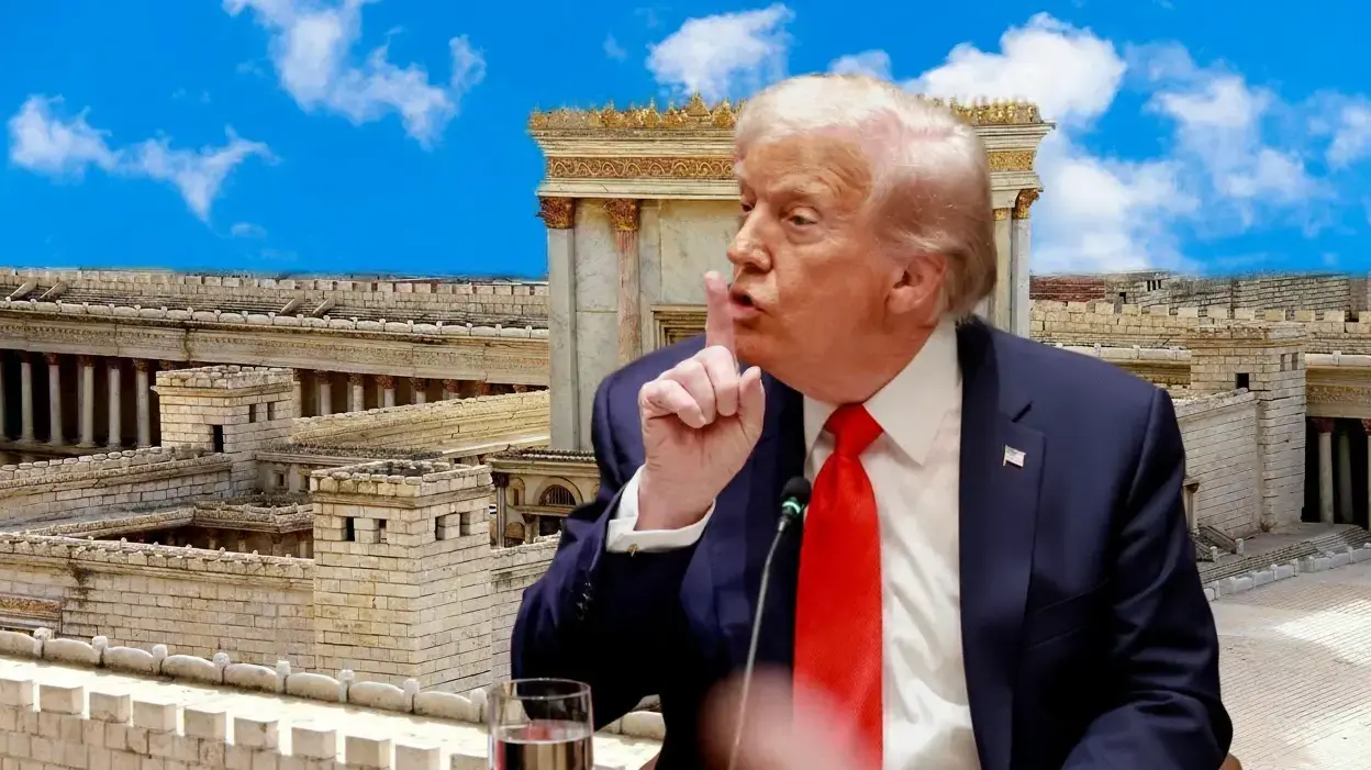 בית המקדש ברקע נשיא ארצות הברית דונלד טראמפ בית המקדש ברקע נשיא ארצות הברית דונלד טראמפ