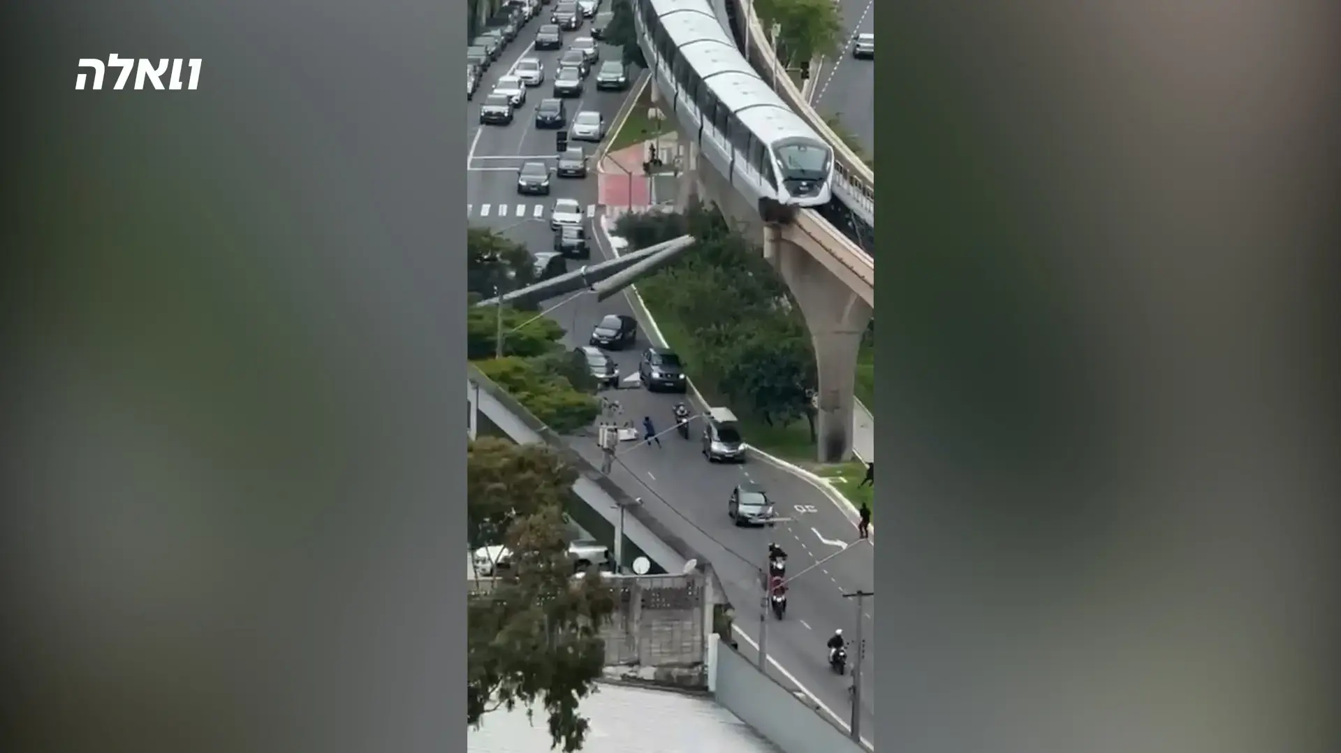 המנוף קרס על המסילה - והרכבת התנגשה בו: רגעי אימה בסאו פאולו