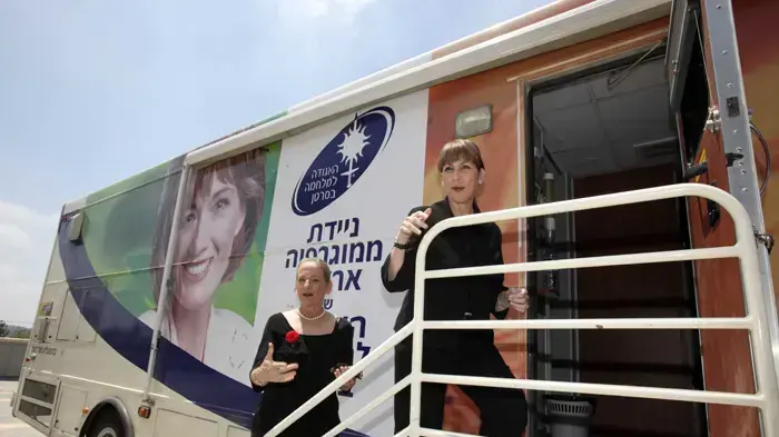 ניידת הממוגרפיה של האגודה למלחמה בסרטן הגיעה אתמול לכנסת ישראל ניידת הממוגרפיה של האגודה למלחמה בסרטן הגיעה אתמול לכנסת ישראל