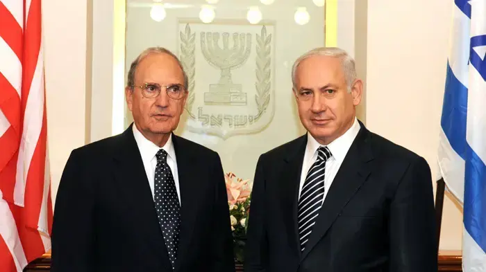 פגישת רה"מ נתניהו עם השליח האמרקאי למזה"ת ג'ורג' מיטשל ,במשרד רה"מ בירושלים פגישת רה"מ נתניהו עם השליח האמרקאי למזה"ת ג'ורג' מיטשל ,במשרד רה"מ בירושלים