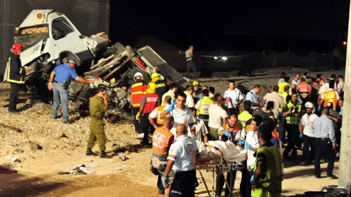 זירת תאונת הרכבת והמיניבוס ליד קרית גת זירת תאונת הרכבת והמיניבוס ליד קרית גת