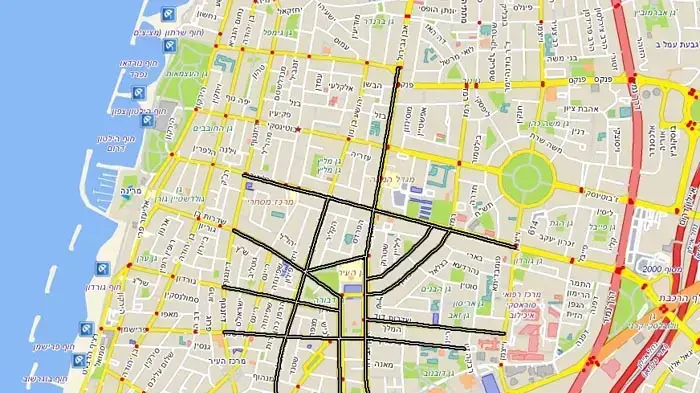 מפה סגירת כבישים עצרת רבין 2010 מפה סגירת כבישים עצרת רבין 2010