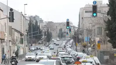 עומסי תנועה כבדים בעקבות סגירת רחוב יפו בירושלים עקב הכנת תשתית לרכבת הקלה, ינואר 2011