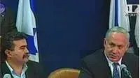 נתניהו ופרץ במסיבת העיתונאים לאחר חתימת ההסכם (ערוץ 1)
